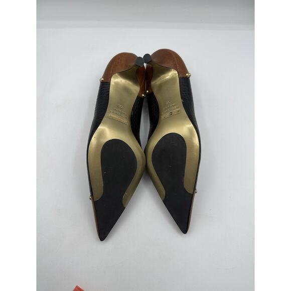 Dolce & Gabbana Studded Leather Kitten Heels Black Brown Made In Italy Sz 38 - Picture 8 of 11